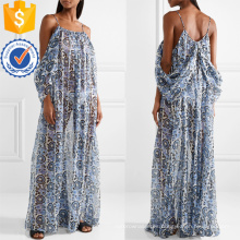 Vestido maxi impreso manga larga de verano de gasa de manga larga confeccionado al por mayor Ropa de mujer de moda (TA0319D)